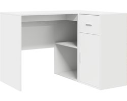 vidaXL - Hoekbureau - met - lade - met - plank - met - opslag - Wit - 102 - x - 88 - x - 75 - cm