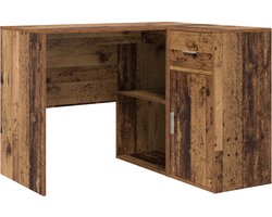 vidaXL - Hoekbureau - met - lade - met - plank - Oudhout - 102 - x - 88 - x - 75 - cm