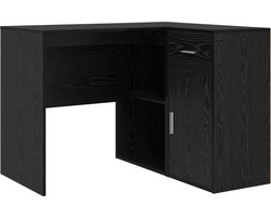 vidaXL - Hoekbureau - met - lade - met - plank - Zwart - Eiken - 102 - x - 88 - x - 75 - cm