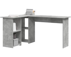 vidaXL Hoekbureau met Opbergruimte Beton Grijs 142x102x73 cm