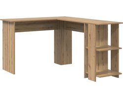 vidaXL - Hoekbureau - met - Opbergruimte - met - plank - artisanaal - eikenkleurig