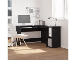 vidaXL - Hoekbureau - Zwart - eiken - 120 - x - 140 - x - 75 - cm - Bewerkt - hout