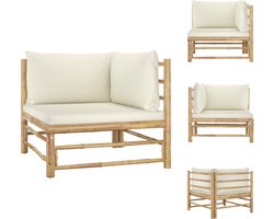 vidaXL Hoekelement - Hoekelementen - Hoekbank - Hoekbanken - Tuinhoekbank met crèmewitte kussens bamboe