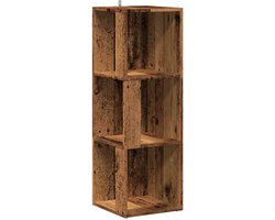 vidaXL - Hoekkast - 33x33x100 - cm - bewerkt - hout - oud - houtkleurig
