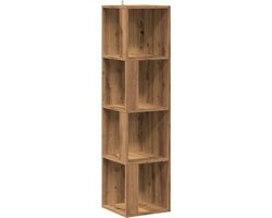 vidaXL - Hoekkast - 33x33x132 - cm - bewerkt - hout - artisanaal - eikenkleur