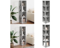 vidaXL Hoekkast 33x33x132 cm bewerkt hout betongrijs - Hoekkast - Hoekkasten - Hoekschap - Hoekschappen