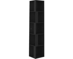 vidaXL - Hoekkast - 33x33x164,5 - cm - bewerkt - hout - zwart