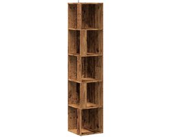 vidaXL - Hoekkast - 33x33x165 - cm - bewerkt - hout - oud - houtkleurig