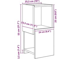 vidaXL - Hoekkast - Beton - Grijs - 25,5x25x55cm - Bewerkt - hout
