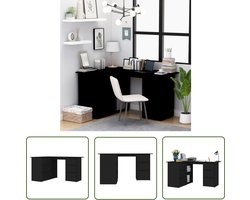 vidaXL Hoektafeltje - Hoekenbureau - Hoekbureau 145x100x76 cm bewerkt hout zwart - Bureaublad - Kantooraccessoires - Thuiskantoor