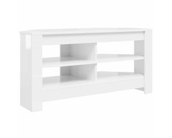 vidaXL - HoekTVKabinet - 102 - x - 40,5 - x - 45 - cm - Hoogglans - Wit - Bewerkt - hout