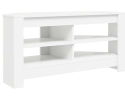 vidaXL - HoekTVKabinet - 102 - x - 40,5 - x - 45 - cm - Wit - Bewerkt - hout