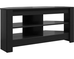 vidaXL - HoekTVKabinet - 102 - x - 40,5 - x - 45 - cm - Zwart - Bewerkt - hout