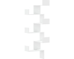 vidaXL Hoekwandschap 45x45x147 cm bewerkt hout wit - Wandhoekschap - Wandhoekschappen - Hoekboekenkast - Hoekkast