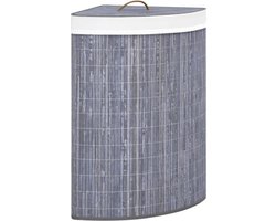 vidaXL - Hoekwasmand - 60 - L - bamboe - grijs
