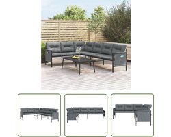 vidaXL Hoekwoning - Tuinbank - Tuinhoekbank staal en textileen antracietkleurig - Buitendecoratie - Lounge Set - Outdoor Furniture