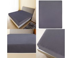 vidaXL Hoeslaken jersey 90x200 cm katoen antracietkleurig - Hoeslaken - Dekbedovertrek - Laken - Beddengoed