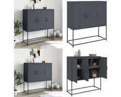 vidaXL Hoge kast 100,5x39x107 cm staal antracietkleurig - Hoge Kast - Hoge Kasten - Hoog Dressoir - Hoge Kast Woonkamer