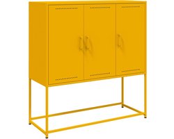 vidaXL - Hoge - kast - 100,5x39x107 - cm - staal - mosterdgeel