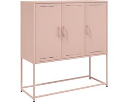 vidaXL - Hoge - kast - 100,5x39x107 - cm - staal - roze