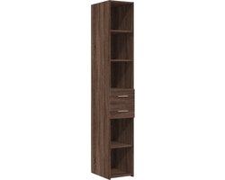 vidaXL - Hoge - kast - 30x42,5x185 - cm - bewerkt - hout - bruin - eikenkleurig
