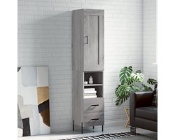 vidaXL Hoge kast - 34,5x34x180 cm - Grijs sonoma eiken Hoge Kast - Opzetkast - Kledingkast - Bergruimte - Houten Kast
