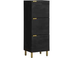 vidaXL - Hoge - kast - 40x33x110 - cm - bewerkt - hout - zwart