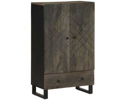 vidaXL - Hoge - kast - 60x33x100 - cm - massief - mangohout - zwart
