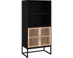 vidaXL - Hoge - kast - 60x35x125 - cm - bewerkt - hout - zwart