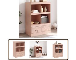 vidaXL Hoge kast 67x39x95 cm staal roze