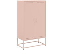 vidaXL - Hoge - kast - 68,5x38,5x123,5 - cm - staal - roze