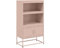 vidaXL - Hoge - kast - 68,5x38,5x123,5 - cm - staal - roze