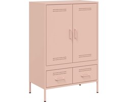 vidaXL - Hoge - kast - 68x39x101,5 - cm - staal - roze