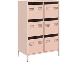 vidaXL - Hoge - kast - 68x39x101,5 - cm - staal - roze