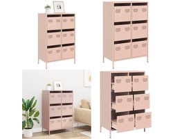 vidaXL Hoge kast 68x39x101,5 cm staal roze - Hoge Kast - Hoge Kasten - Hoge Planken - Boekenkast