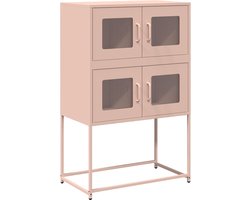 vidaXL - Hoge - kast - 68x39x107 - cm - staal - roze