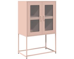 vidaXL - Hoge - kast - 68x39x107 - cm - staal - roze