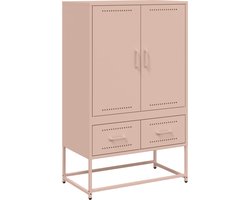 vidaXL - Hoge - kast - 68x39x111,5 - cm - koudgewalst - staal - roze