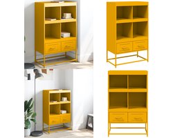 vidaXL - Hoge - kast - 68x39x111,5 - cm - staal - mosterdgeel