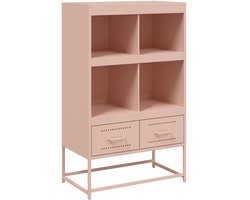 vidaXL - Hoge - kast - 68x39x111,5 - cm - staal - roze