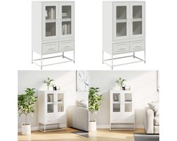 vidaXL Hoge kast 68x39x111,5 cm staal wit - Hoge Kast - Hoge Kasten - Dressoir - Kast