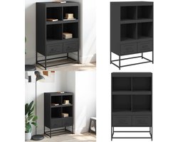 vidaXL Hoge kast 68x39x111,5 cm staal zwart - Highboard - Highboard -bijzetkast - Hoge Kast