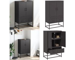 vidaXL Hoge kast 68x39x111,5 cm staal zwart - Highboard - Highboard -zijkast - Hoge Kast