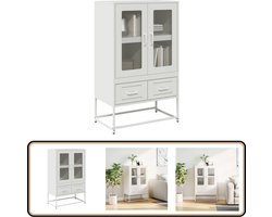 vidaXL Hoge kast - 68x39x111,5 cm - Wit staal Hoge Kast - Opslagruimte - Keukenopslag - Metalen Kast - Witte Kast