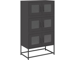 vidaXL - Hoge - kast - 68x39x123 - cm - staal - zwart