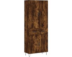 vidaXL - Hoge - kast - 69,5x34x180 - cm - bewerkt - hout - gerookt - eikenkleurig