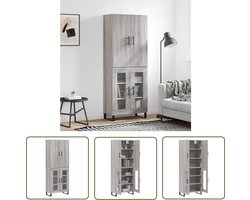 vidaXL Hoge kast 69,5x34x180 cm bewerkt hout grijs sonoma eikenkleurig - Hoge Kast - Grijze Kast - Houten Kast - Werkbank - Opslagkast