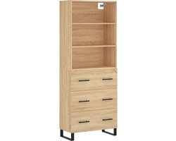 vidaXL - Hoge - kast - 69,5x34x180 - cm - bewerkt - hout - sonoma - eikenkleurig