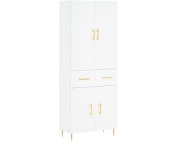 vidaXL - Hoge - kast - 69,5x34x180 - cm - bewerkt - hout - wit