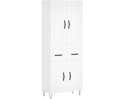 vidaXL - Hoge - kast - 69,5x34x180 - cm - bewerkt - hout - wit